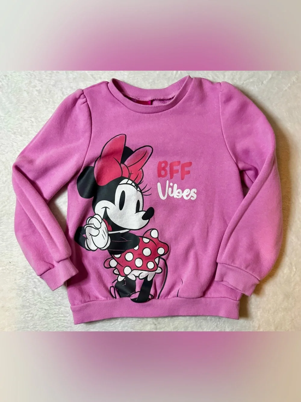 Disney Minnie Mouse 'BFF Vibes' Pink Girls Sweatshirt size 5